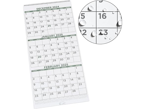 2025 Three Month Wall Calendar
