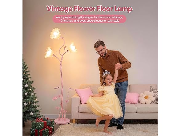 TOBUSA Flower Floor Lamp for Bedroom, 3-Head Whimsical