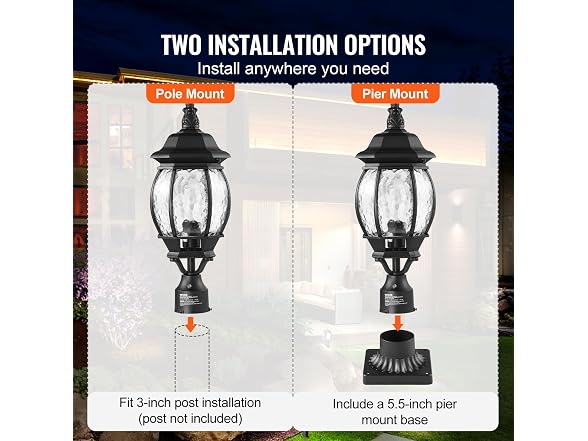2 Pack Dusk to Dawn Outdoor Post Light, 20.87