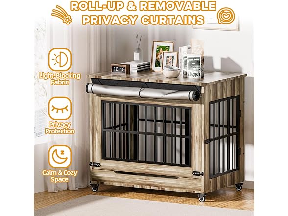 Dog Crate Furniture, Double Door Wooden Indoor Dog Kennel