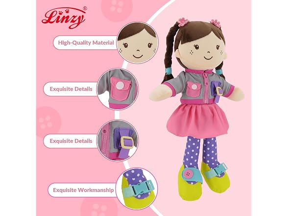 Linzy 15" Learn to Dress Stuffed Doll