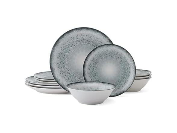 Mikasa Matteo 12 Piece Dinnerware Plate Bowl Set