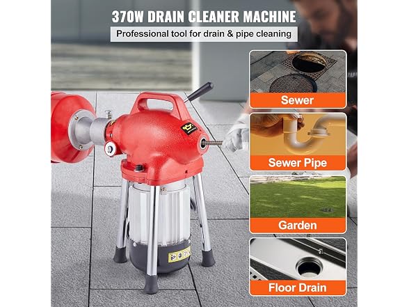 Drain Cleaner Machine 120FT x 5/8 Inch, 370W