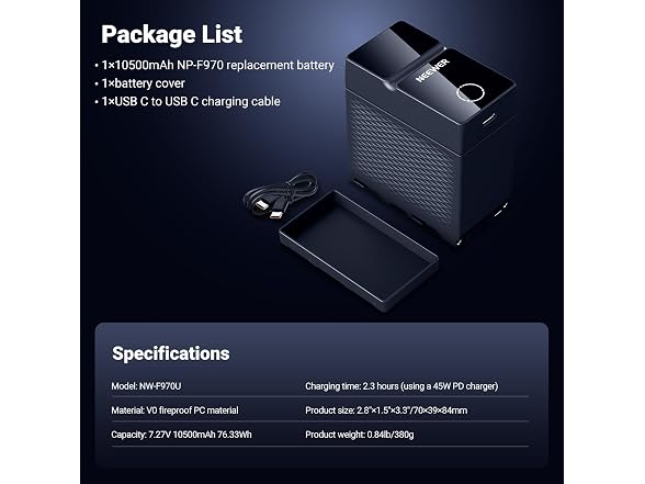 NEEWER 10500mAh NP-F970 Replacement Battery