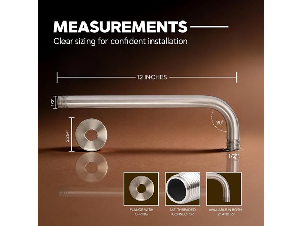 SUPPLYGIANT 16 Inch Shower Arm 90 Degree Extention