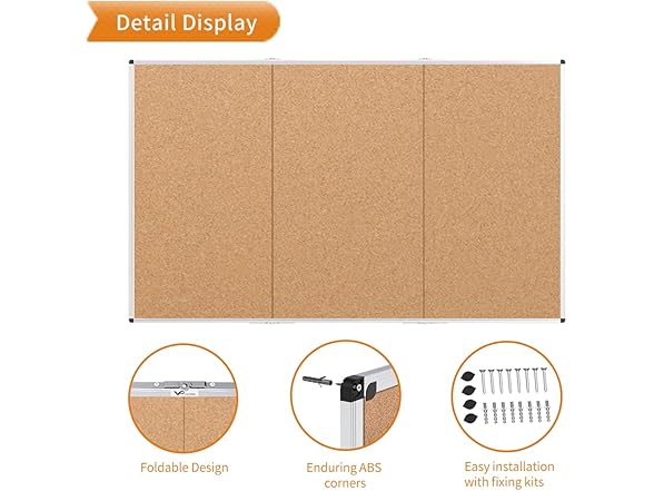 VIZ-PRO Cork Board, 96x48", Foldable