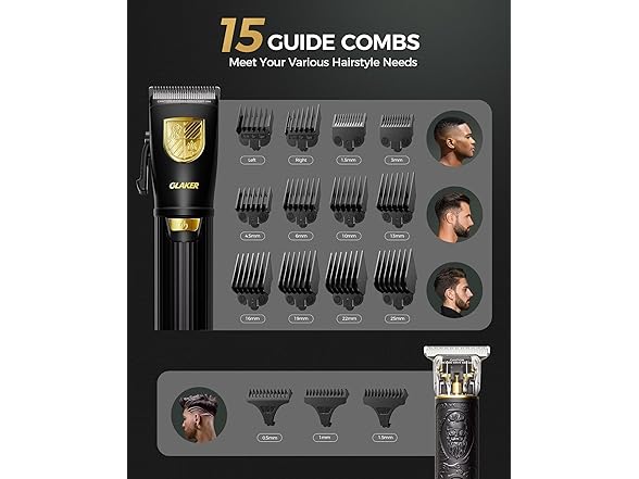 GLAKER Black Hair Clippers for Men