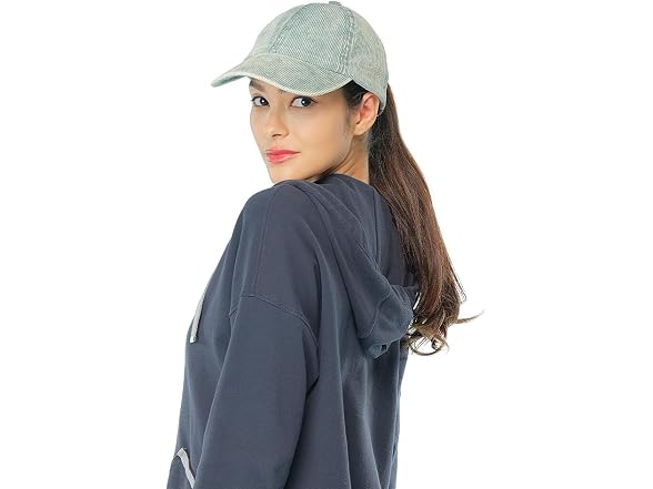 C.C (OS) Corduroy Ponytail Cap Criss-Cross Grey