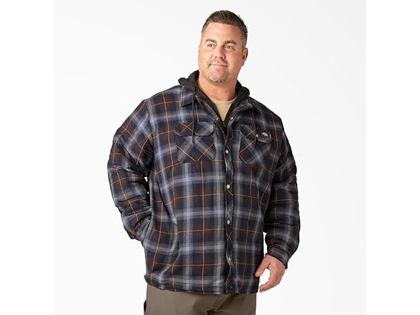 Dickies mens Fleece Hooded Duck Shirt Jacket With Hydroshiel (Open Box)