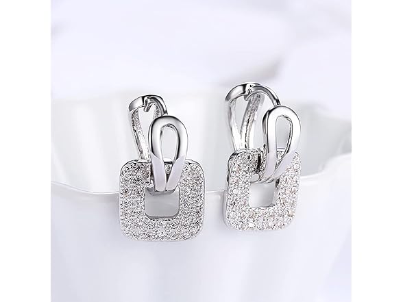 GSLAOZ 14K White Gold Plated CZ Hoop 