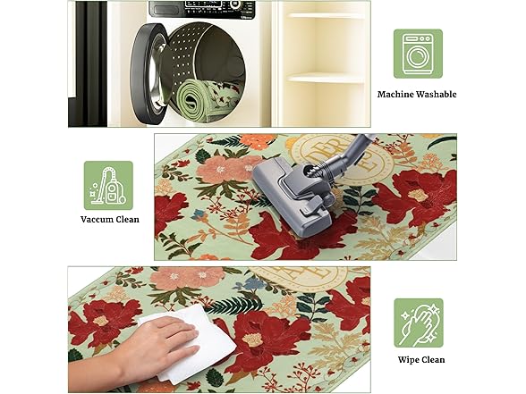 ROTTOGOON W0766 Floral Hallway Runner Rug 2'x6' Green