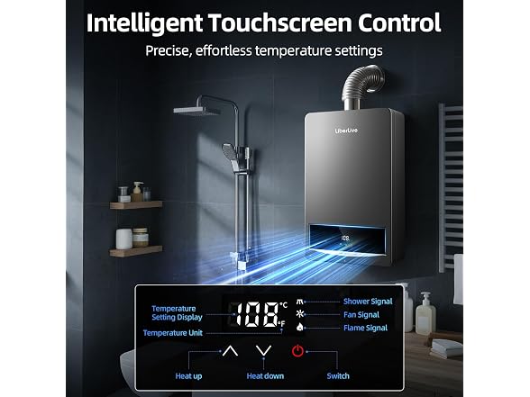 Nature Gas Tankless Water Heater, Indoor Max 3.6 GPM, 80,000 BTU On Demand Instant Hot Water Heater Nature Gas with LED Temperature Control Panel, 1/2\" NPT Connector Size, Gray 3.6 N1 (Open Box)
