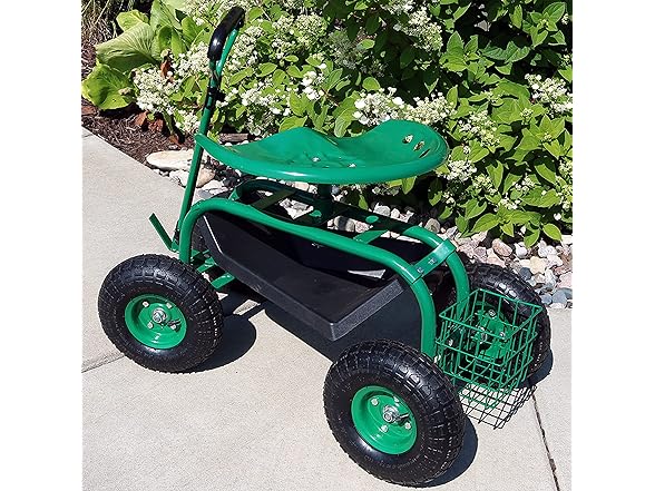 Sunnydaze Rolling Garden Cart, Green