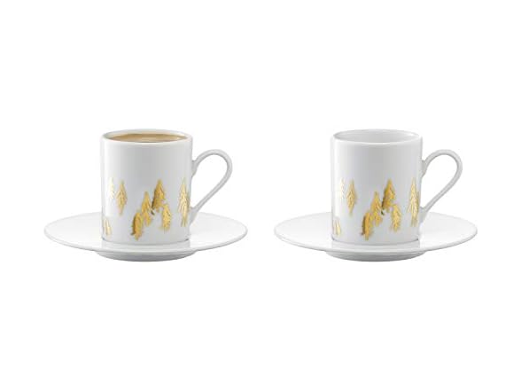 LSA international Fir Espresso Cup & Saucer, 3.4 fl oz, Gold