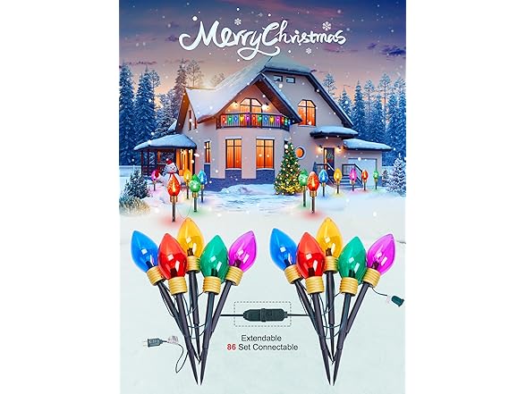 Christmas Lights Jumbo C9 Outdoor Lawn Decorations, 2 Pack