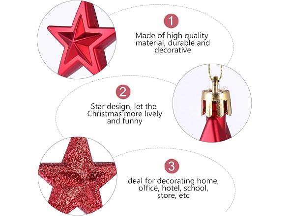 ABOOFAN 18Pcs Christmas Tree Hanging Ornaments Glitter Star