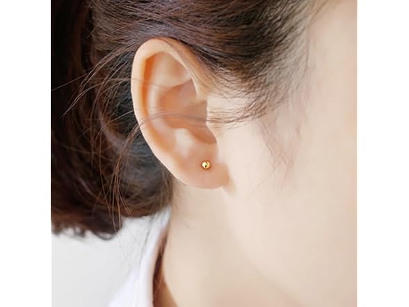 UNAHKTHY 14K Gold Ball Stud Earrings