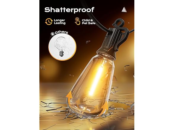Brightown Outdoor String Lights, 50FT Black