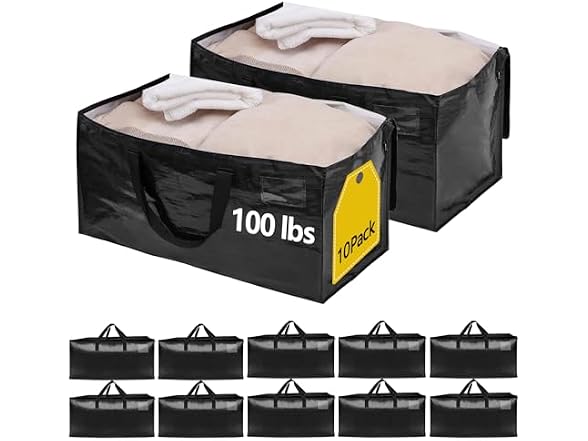 10 Pack Waterproof Moving Storage Bags