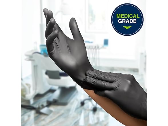 HALYARD PUREZERO Black Nitrile Exam Gloves L