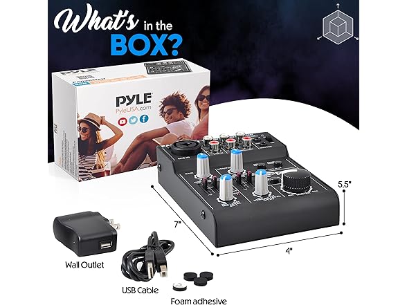 Pyle 5-Channel Rechargeable Mini Portable Audio Mixer