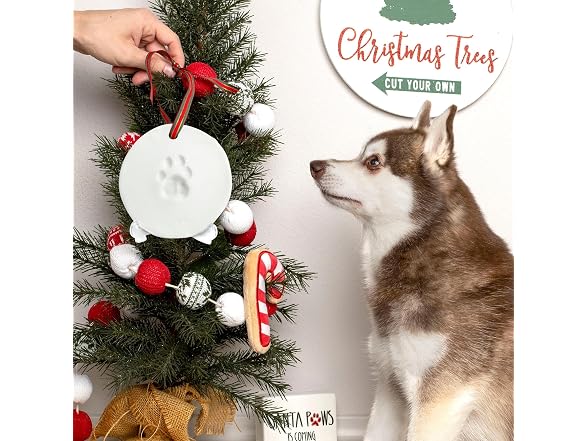 Midlee Christmas Clay Dog Paw Print Ornament