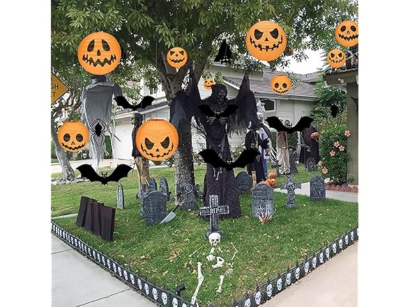 12 Count Halloween Jack-O-Lantern Paper Lanterns