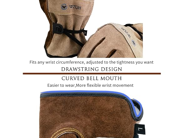 WZQH GAR-22 WZQH Leather Work Gloves, L