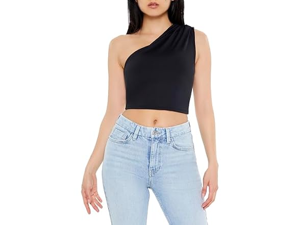Forever 21 Ruched One-shoulder Crop Top