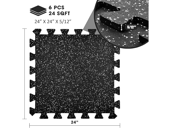 Yes4All Rubber Floor Mats 24 Sq Ft