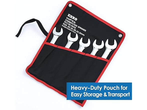 EXXO 4011 5pc Large Metric Combination Wrench Set