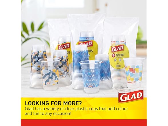 Glad Glad Everyday Clear Plastic Cups with Red, White, 