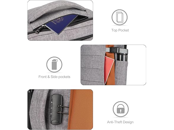 Tzowla Grey 40L 17.3" Travel Laptop Backpack