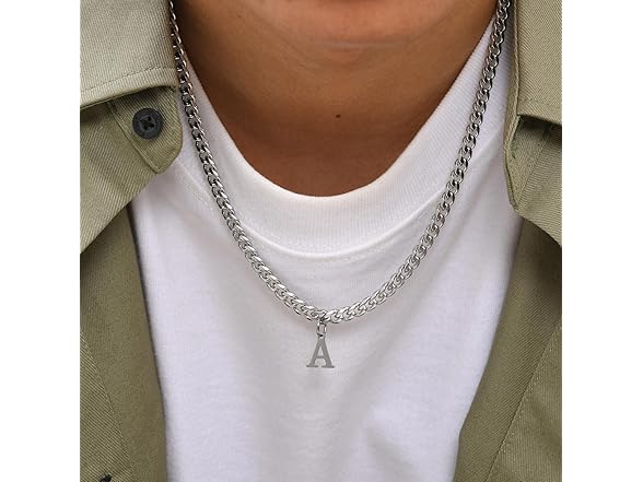 Stainless Steel Initial A-Z Necklace (W)