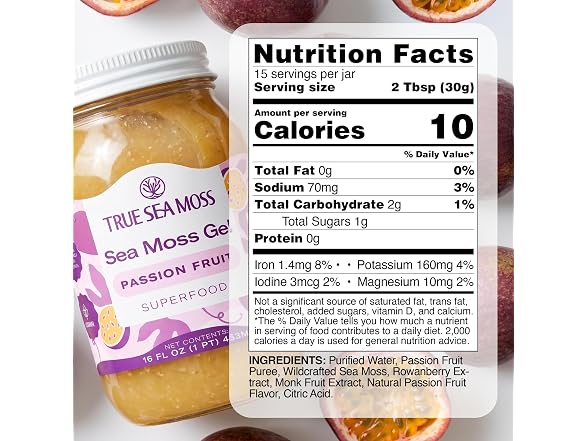 TrueSeaMoss Passionfruit Sea Moss Gel 16oz