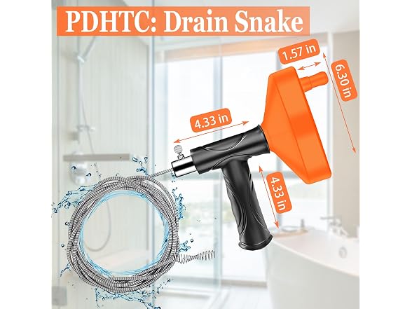 33 Ft Drain Snake Auger, Heavy Duty