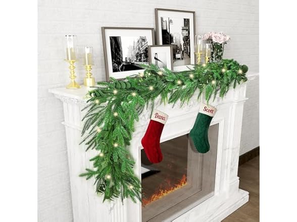 TISEMENT Norfolk Pine Eucalyptus Garlands with Light String