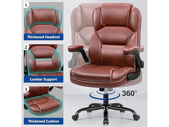 PU Leather Executive Office Chair, Ergonomic Mid-Back Comput (Open Box)