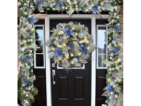 Wanna-CUL 24" Pre-Lit Winter Christmas Wreath