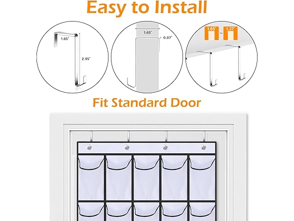 Fancial 35 Large Pockets Over The Door Shoe Organizer
