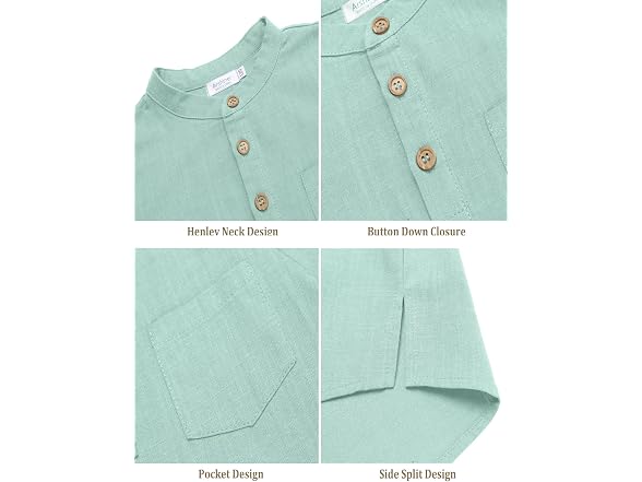 Arshiner Boys (7-8 Years) Button Up Henley Shirts