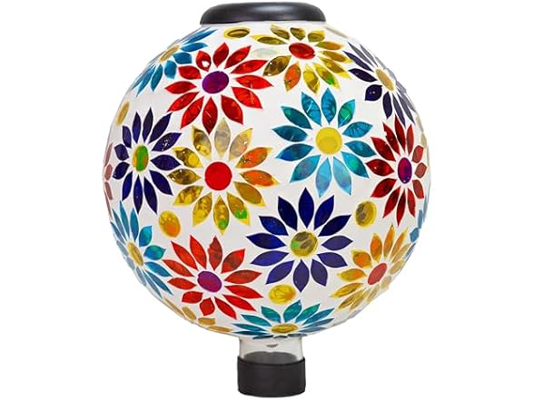 Sunnydaze 10 inch Solar Gazing Ball for Garden, Midsummer Dahlias