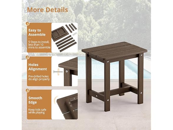 Outdoor Side Table, HDPS Small Outdoor