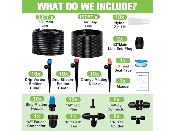 TJJFMM 230FT Drip Irrigation System