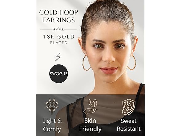 Swogue Gold 50mm Hoop Earrings 18K