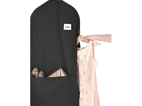 Whitmor Zippered Garment Bag with Pocket, Black