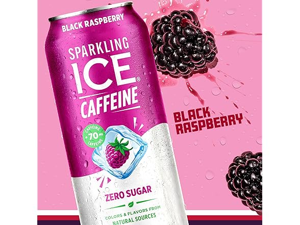 12PK Sparkling Ice Caffeine Black Raspberry Sparkling Water