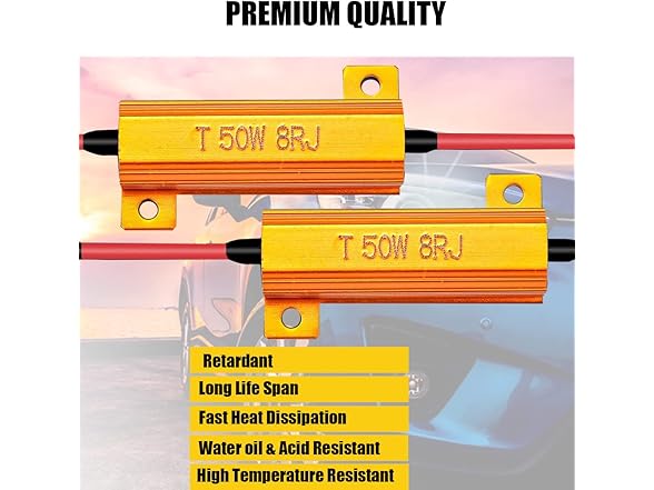 Zone Tech LB0072-8 50w 60HM Led Load Resistor Yellow