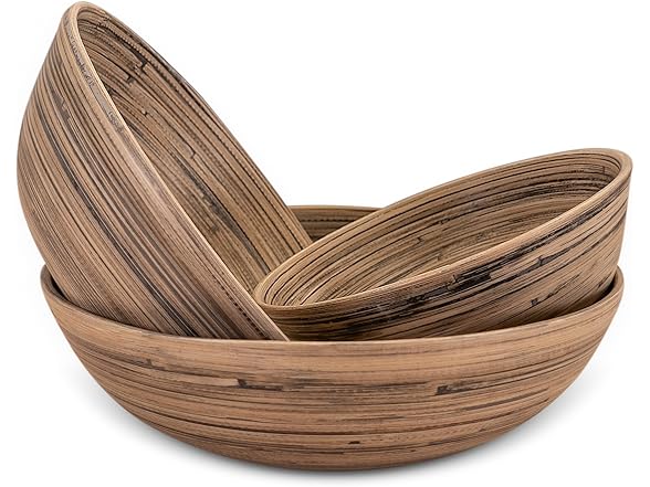 LEXA Bamboo 3-Piece Bowl Set – 12, 10 & 8 Inch
