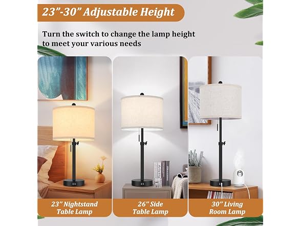 Kondras Adjustable Table Lamps for Bedroom Set of 2